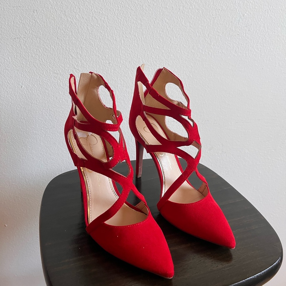NEW Red Strappy Pointed-Toe Stiletto Heels - Women